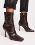 Фото #2 товара NA-KD heeled ankle boots with square toe in black croc