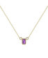 Emerald Amethyst Gemstone Round Natural Diamond 14K Yellow Gold Birthstone Necklace