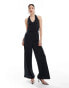 Фото #4 товара Vila slinky halterneck wide leg jumpsuit in black