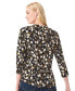 ფოტო #2 პროდუქტის Women's Floral-Print Moss Crepe Embellished-Keyhole Top