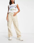 Фото #1 товара Bershka straight leg cargo trousers in beige