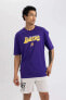 Фото #3 товара DeFactoFit NBA Los Angeles Lakers Boxy Fit Bisiklet Yaka Kısa Kollu Tişört