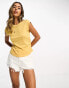 & Other Stories cap sleeve top with ruche detail in yellow