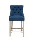 Фото #7 товара Барный стул с высокой спинкой WestinTrends 24" с покрытием из льна и пуговицами (набор из 2 шт)