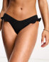 New Look frill hipster bikini bottoms in black