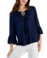 Фото #1 товара Petite Lace-Trim Bell-Sleeve Top, Created for Macy's