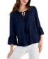 ფოტო #1 პროდუქტის Women's Lace-Trim Bell-Sleeve Woven Top, Created for Macy's