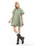 Фото #7 товара ASOS DESIGN puffed smock mini dress in dusky sage