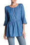 Фото #1 товара Lucca Couture Women's Tunic Bell Sleeve Ladder Trim Top Blue M