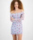 ფოტო #4 პროდუქტის Juniors' Off-The-Shoulder Mesh Mini Dress