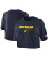 Women's Navy Michigan Wolverines Wordmark Cropped T-shirt