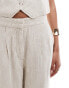 Mango Selection linen mix pinstripe straight leg co-ord trousers in white