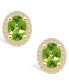 ფოტო #3 პროდუქტის Peridot (2-3/4 ct. t.w.) and Diamond (3/8 ct. t.w.) Halo Stud Earrings in 14K Yellow Gold