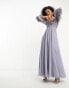 ASOS DESIGN embellished wrap front tulle skirt midaxi dress with floral detail in lilac Сиреневый, 36 - фото #1