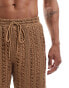 South Beach knit beach short co-ord in brown Коричневый, S - фото #4