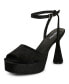 ფოტო #1 პროდუქტის Women's Flora Architectural Heel Peep-Toe Platform Dress Sandals - Extended Sizes 10-14