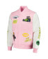 ფოტო #2 პროდუქტის Men's Pink/White The Simpsons Racing Full-Zip Varsity Jacket