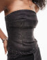 Topshop co ord denim corset in dirty washed black Черный, 40 - фото #6