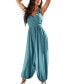 Фото #1 товара Women's Blue Sleeveless Scoop Neck Tapered Leg Jumpsuit