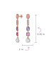 Boho Tri Tone Mixed Crystal Accent Linear Thin Long Baroque Pearl Pink Tourmaline Purple Natural Amethyst Dangle Earrings Rose Gold Plated