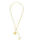 ფოტო #3 პროდუქტის Gold Adjustable Paperclip with Crystal Initial Medallion Lariat Necklace