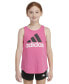 Фото #1 товара Футболка для малышей Adidas Big Девочки без рукавов с закругленным подолом и логотипом из хлопка