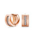 ფოტო #1 პროდუქტის Unisex Channel Set 3 Row Cubic Zirconia CZ K-pop Wide Mini Hoop Huggie Earrings For Men For Women Rose Gold Plated Steel Stainless