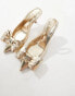 Фото #4 товара ASOS DESIGN Sapphire bow detail mid heeled shoes in gold