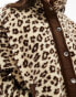 Levi's Valley cheetah print sherpa borg jacket in beige