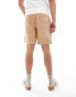 ASOS DESIGN pleated linen shorts in brown