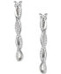 Cubic Zirconia Swirl Medium Hoop Earrings in Sterling Silver or 14k Gold-Plated Sterling Silver