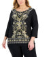 ფოტო #1 პროდუქტის Plus Size Printed Border-Hem Jacquard Top, Created for Macy's