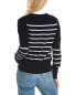 Amicale Cashmere Striped V-Neck Cashmere Cardigan Women's Navy Xs