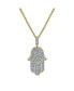 ფოტო #1 პროდუქტის Divine Hamsa Natural Round Cut Diamond Pendant (0.98 cttw) in 14k Yellow Gold for Women & Men