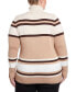 Plus Size Long Sleeve Striped Turtleneck Sweater