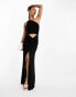 Фото #1 товара ASOS DESIGN one shoulder ruched mesh cut out detail maxi dress in black