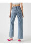 Фото #4 товара Yüksek Bel Dizleri Yırtık Kot Pantolon - Longer Straight Fit Jean