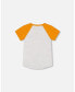 Boy Organic Cotton Raglan T-Shirt Light Gray Mix And Orange - Toddler|Child