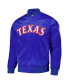 ფოტო #3 პროდუქტის Men’s Royal Texas Rangers Wordmark Satin Full-Snap Jacket