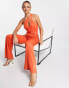 Extro & Vert asymmetric strappy jumpsuit with wide leg in rust