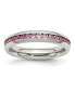 ფოტო #1 პროდუქტის Stainless Steel Polished 4mm July Dark Pink CZ Ring