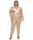 Plus Size Linen-Blend Mid-Rise Straight-Leg Pants