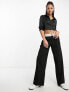 Stradivarius cropped satin shirt in black M - фото #7