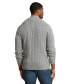 ფოტო #2 პროდუქტის Men's Big & Tall Cable-Knit Cotton Quarter-Zip Sweater