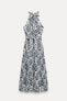 Фото #6 товара Платье с принтом и горловиной халтер — zw collection ZARA