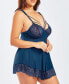 Фото #3 товара Plus Size Bristle Lace and Spandex Baby Doll