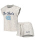 ფოტო #1 პროდუქტის Women's Cream North Carolina Tar Heels Montana T-shirt and Shorts Sleep Set