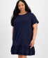 Plus Size Short-Sleeve Tiered Embroidered Dress