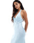 Фото #2 товара ASOS DESIGN satin tie front maxi slip dress in blue