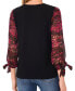 Фото #2 товара Women's Floral Printed Mixed Media with Tie Sleeves Blouse